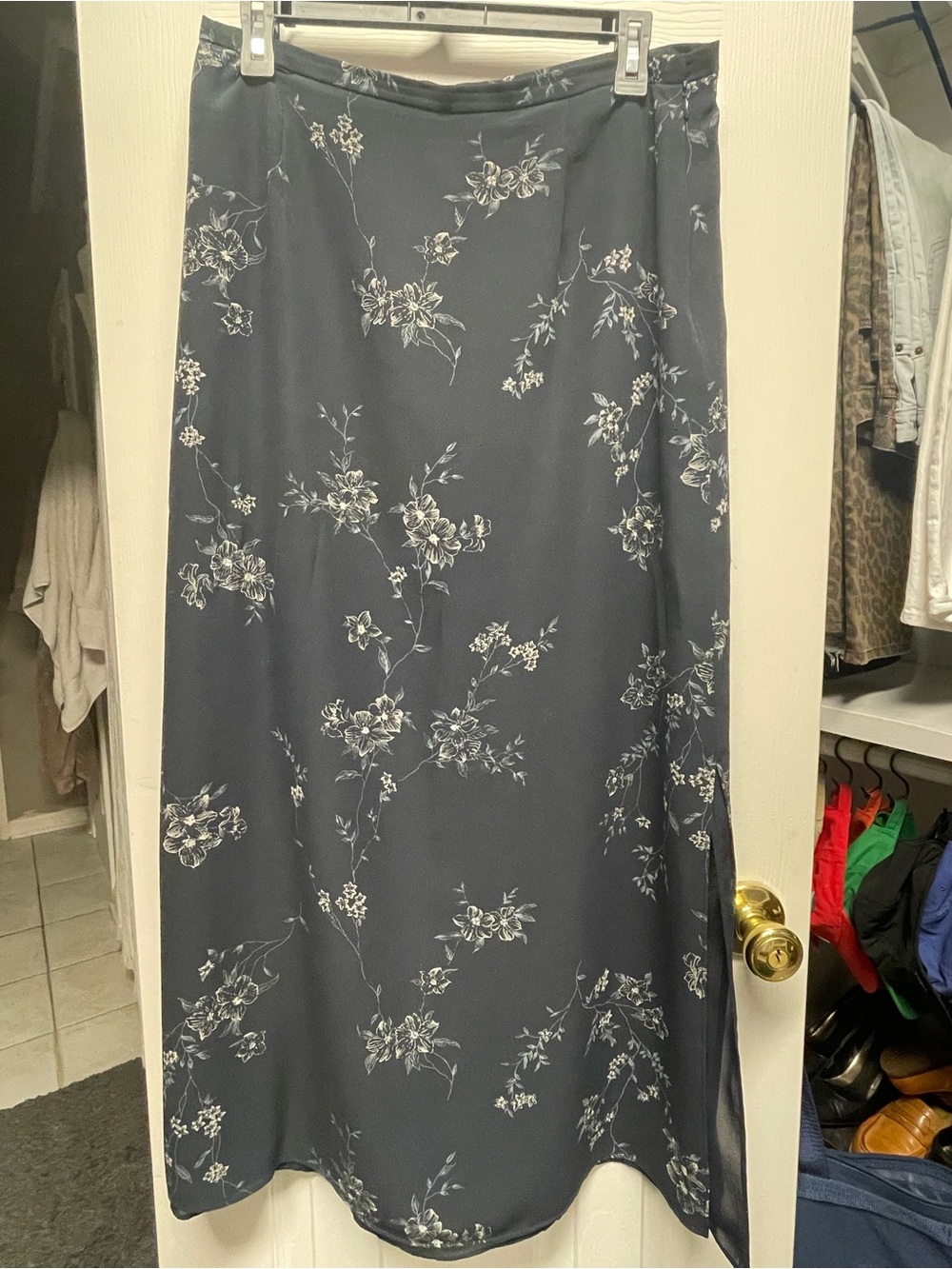 Vintage Navy Floral A-Line Skirt